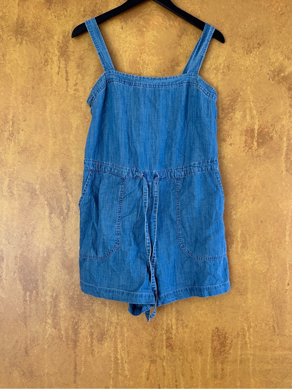 GAP Blue Denim Tie-Waist Romper